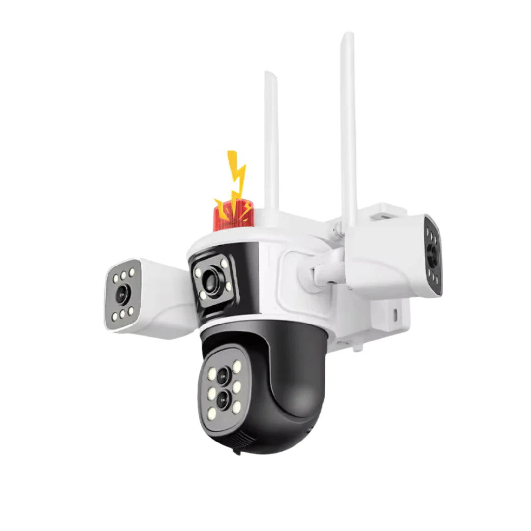 Camera de supraveghere WIFI 8K, 16MP, Zoom 10X, 4 lentile, Control din aplicatie, Comunicare bidirectionala, Urmarire automata, Multi lens 