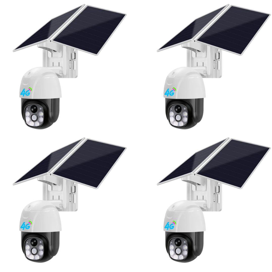 Set 4 Camere de Supraveghere Solara 4G 5 MP,Panou 10W Full HD 1080p, Control aplicatie, Rezistenta La Apa IP 66