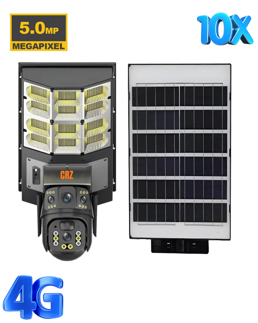 Lampa Stradala Solara Cu Camera 4G V380 PRO, Supraveghere HD, Fara Fir, Cu Senzor De Miscare, Telecomanda Si Panou Solar 