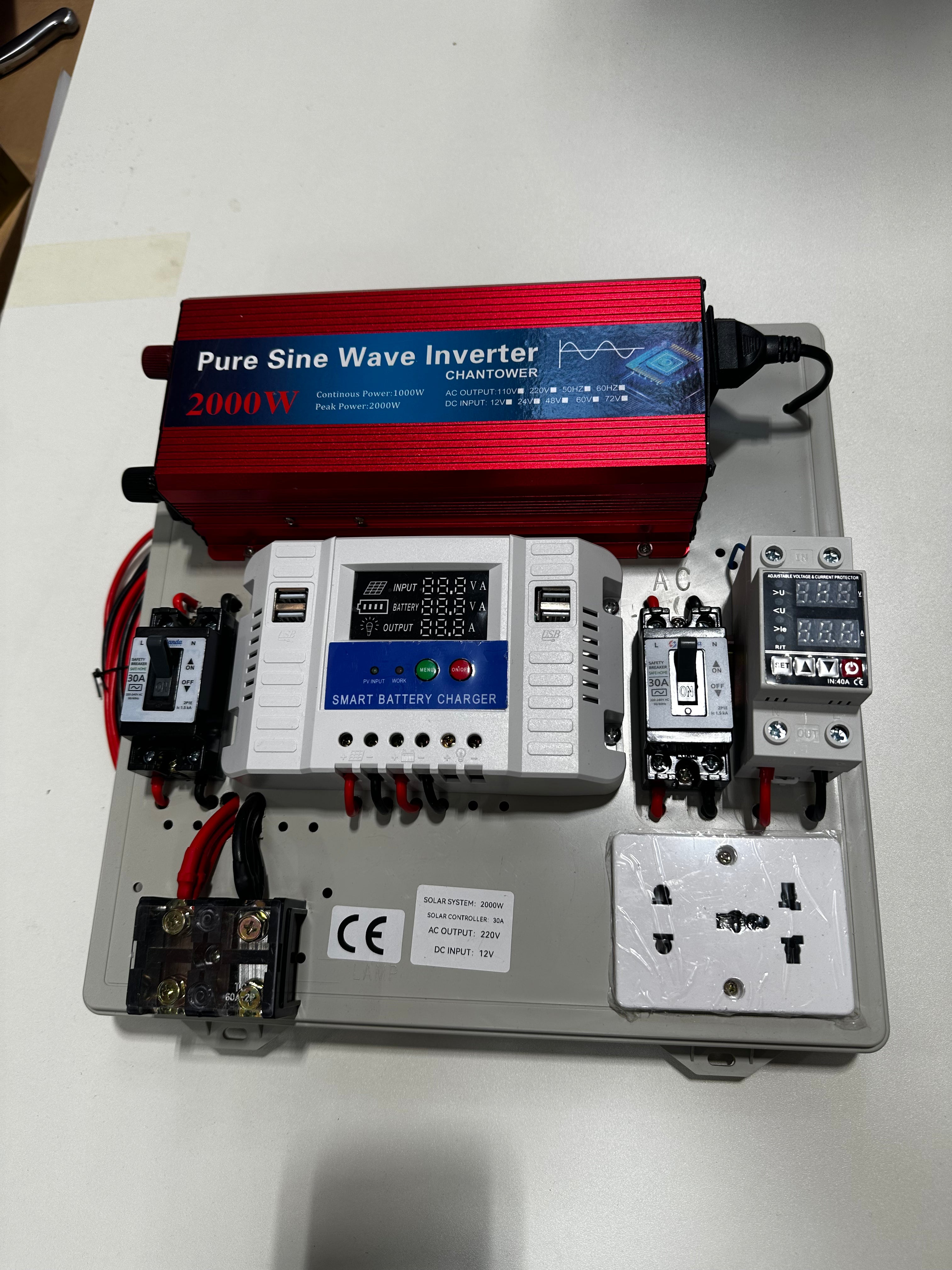 Kit Fotovoltaic Off-Grid 2000W cu Invertor Sinus Pur, Regulator PWM 30A și Cabluri Incluse – Soluție Completă pentru Cabană, Rulotă sau Camping