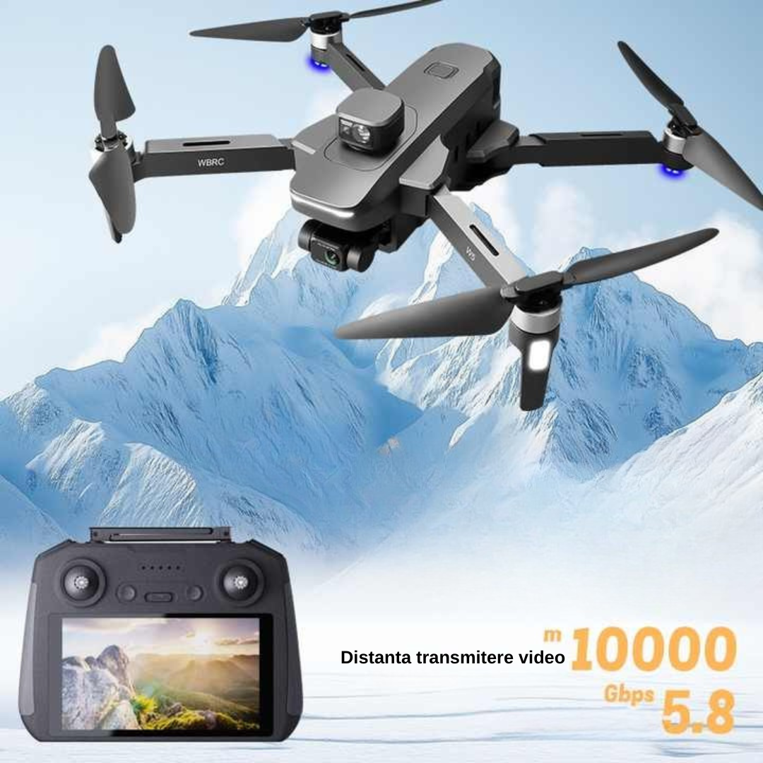 Dronă 4K Profesională cu Motor Brushless · 10 km Transmisie · 31-40 min Autonomie · Giroscop 6-Axis · Control prin Telecomandă