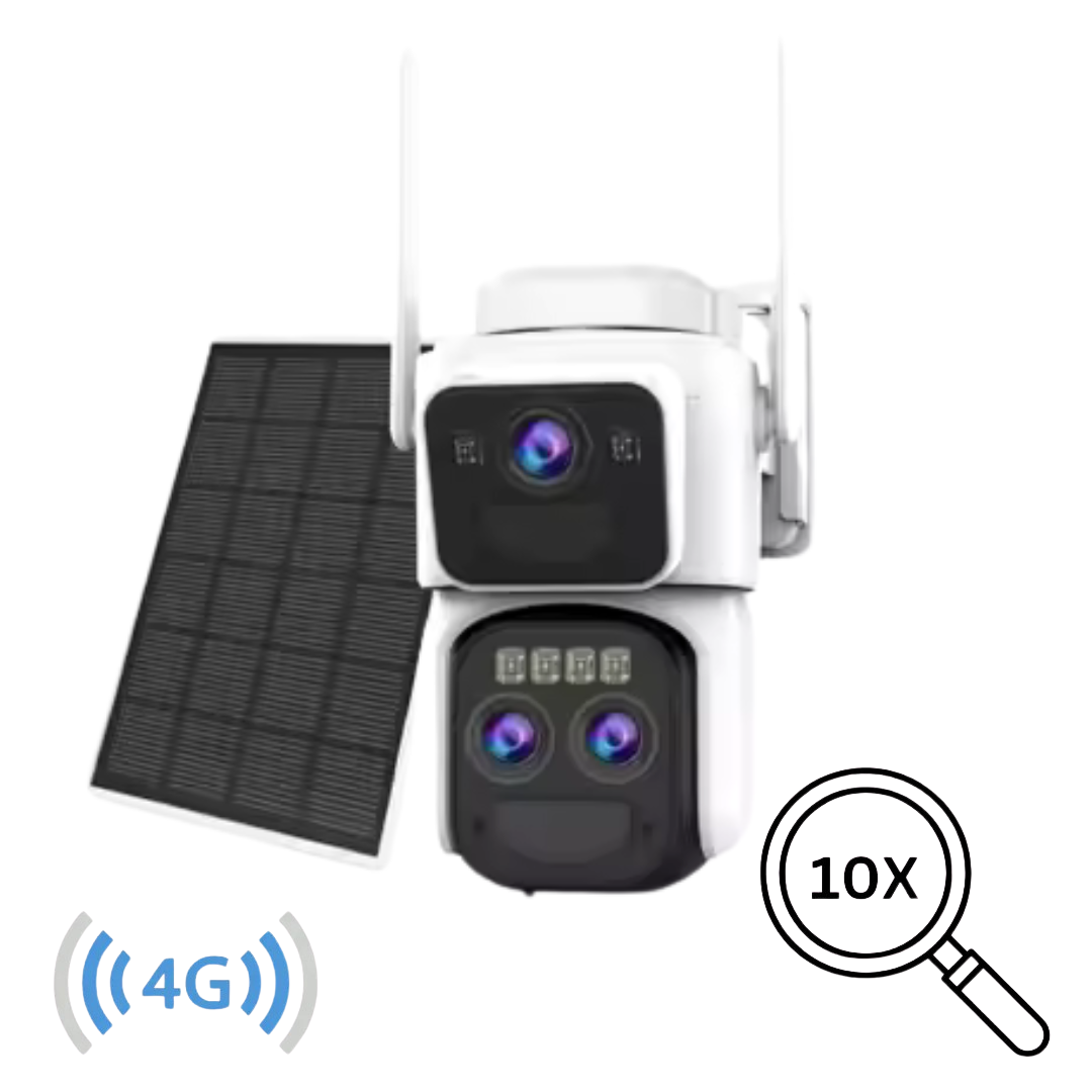 Camera Supraveghere 4G 4K Ultra HD, Camera Duala 5MP+5MP, 10X Optical ZOOM, Incarcare Solara, Rotire Din Aplicatie, Rezistenta La Apa IP 66, Card Memorie 128 GB 