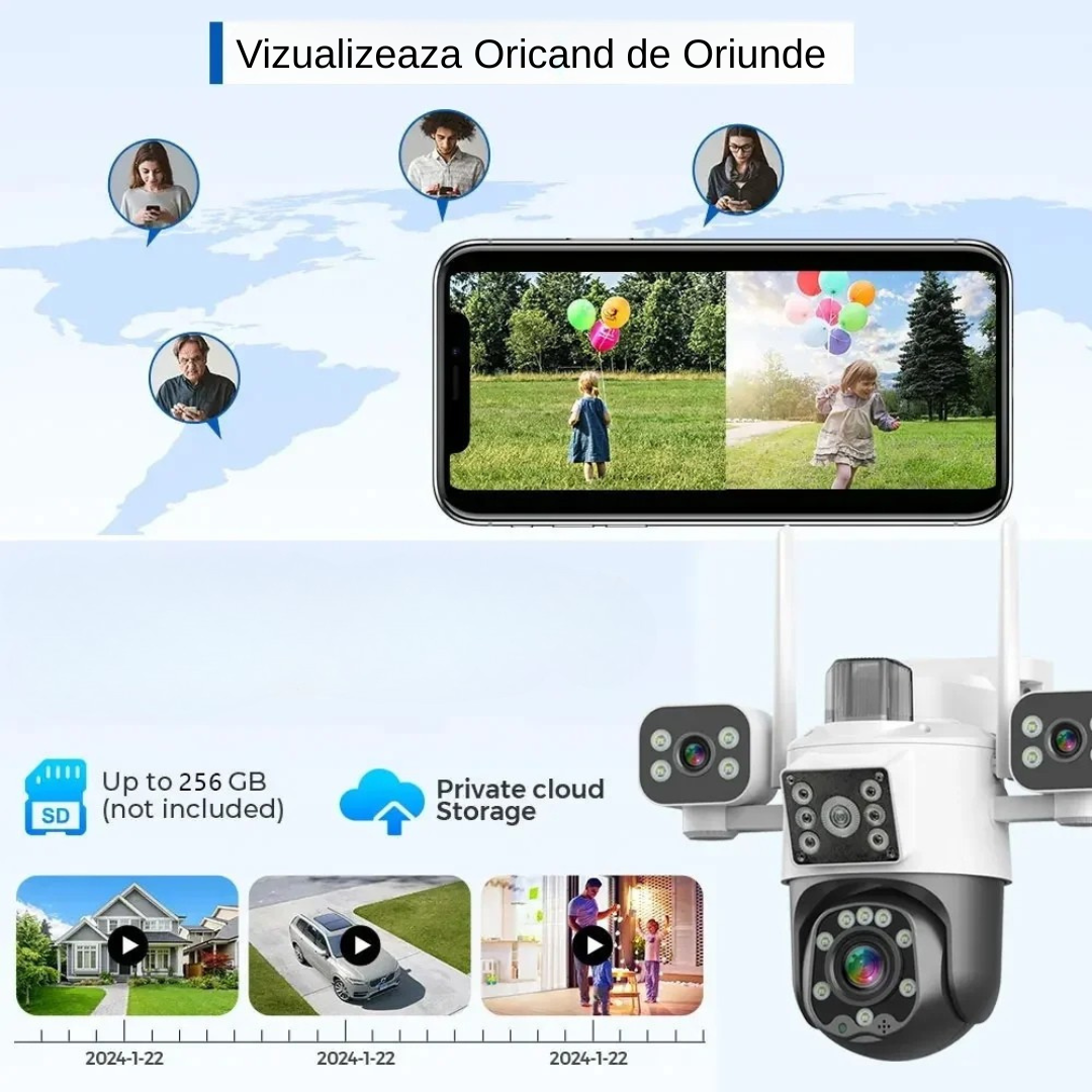 Control cameră supraveghere PTZ prin aplicație smartphone