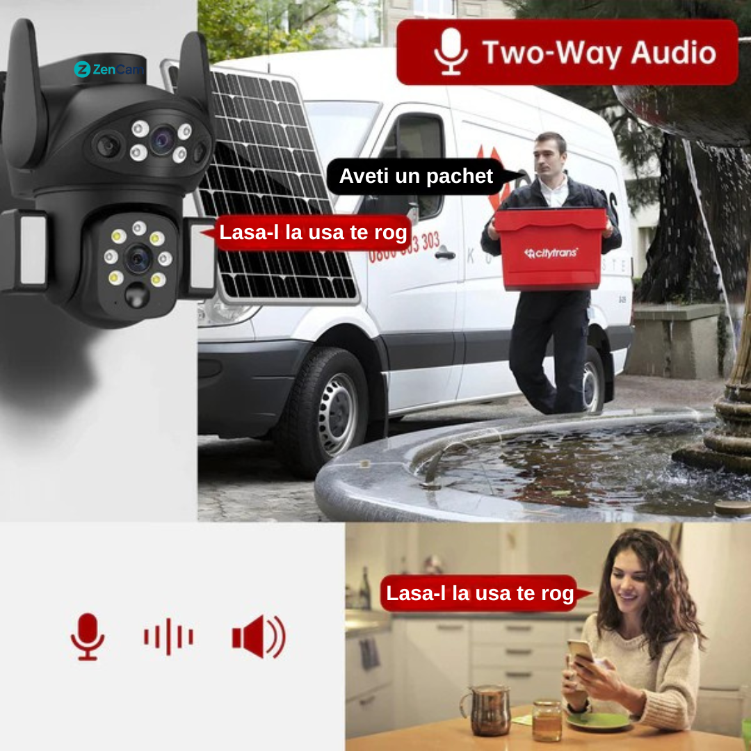Camera supraveghere solara 4G cu lentile duale si functie PTZ motorizata