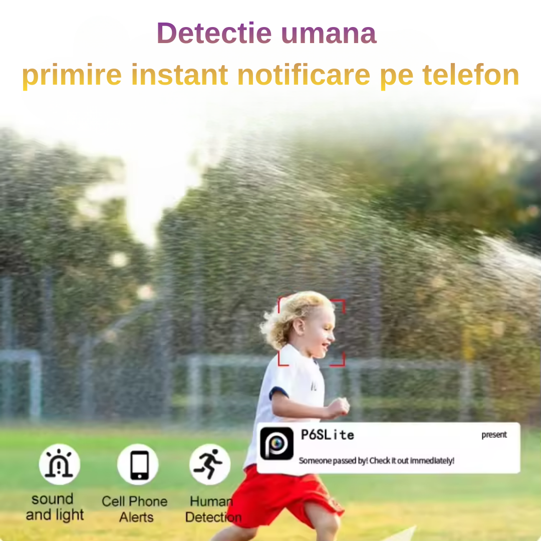 Cameră de supraveghere solară cu două unghiuri 12MP și baterie de mare capacitate.