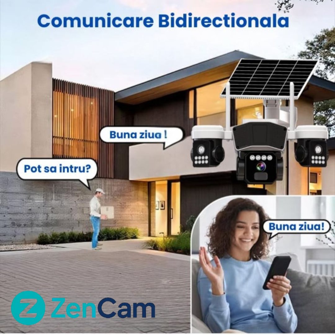 Camera solara 4G cu IR, lumini si senzori de miscare