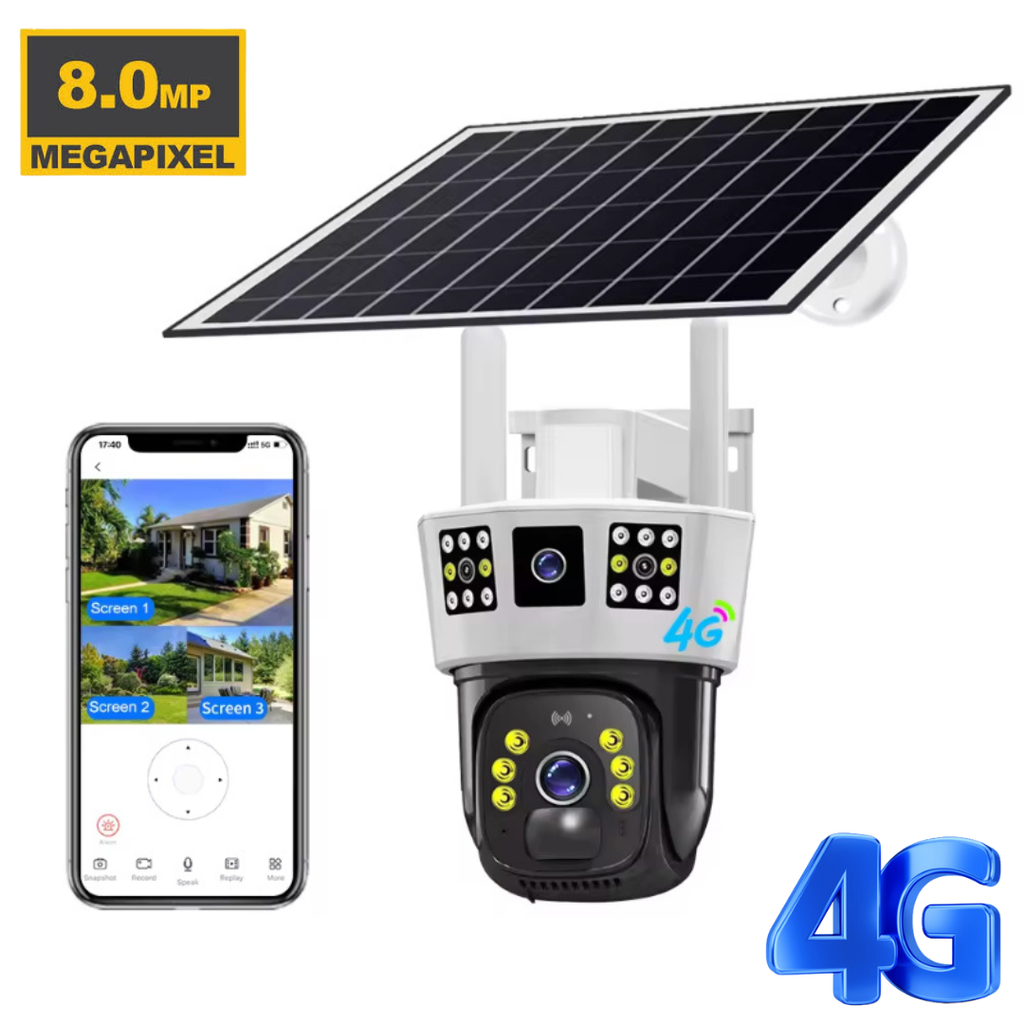 Cameră de supraveghere solară cu vedere panoramică 360°, senzor de mișcare inteligent și detectare precisă a activității
