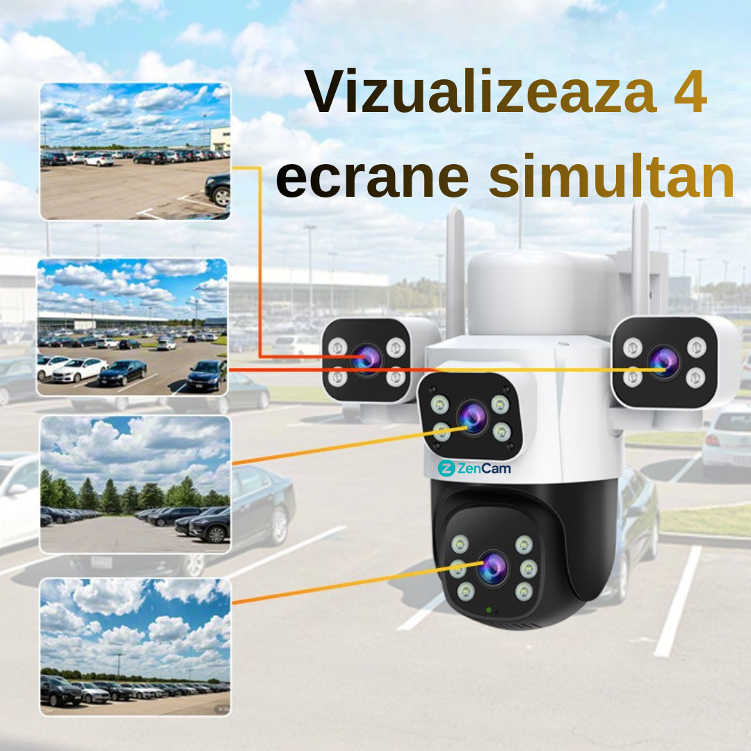 Cameră 4-lentile cu rezoluție 5MP și alimentare solară puternică.