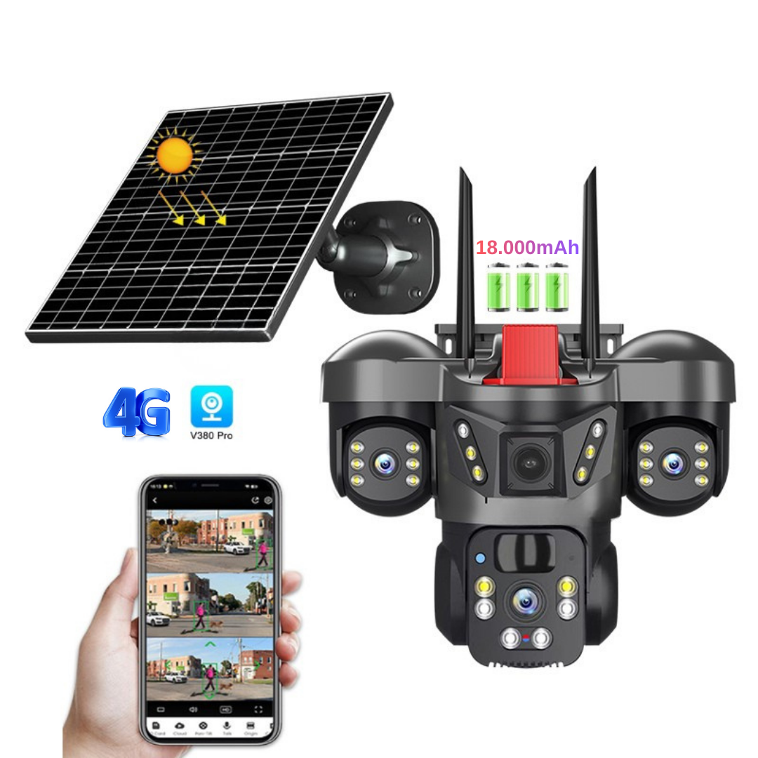 Cameră de supraveghere solară 4G cu 5 lentile 5MP