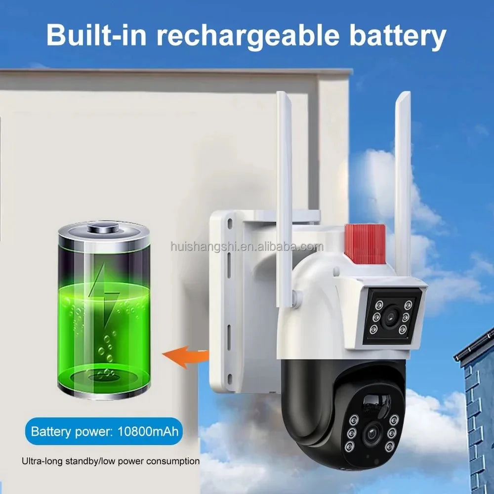 Cameră solară 4G de exterior cu rezoluție 5MP, PIR și alimentare solară.