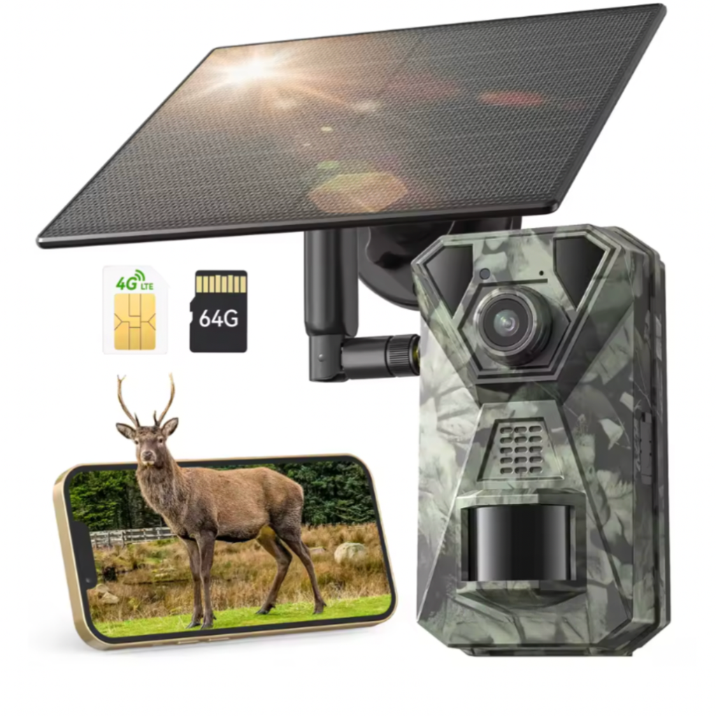 Cameră Solară 4G de Vânătoare 2.7K cu Acumulator 8700mAh – Supraveghere Wild, Notificări pe Telefon și Autonomie Mare