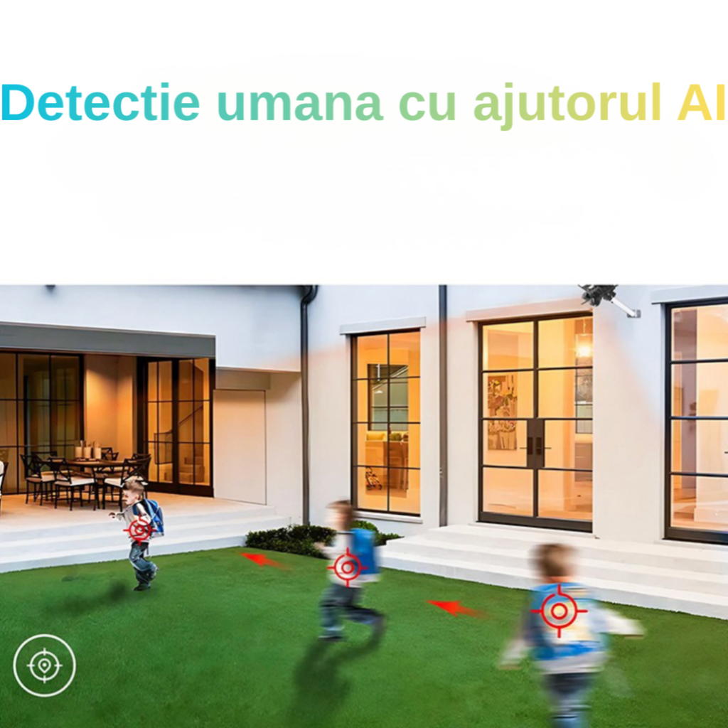 Lampă solară de exterior cu cameră 3MP, supraveghere video continuă și iluminare puternică pentru curte sau parcare