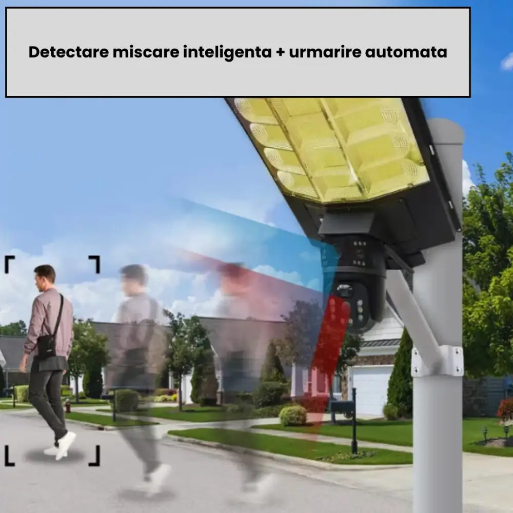 Lampa Stradala Solara Cu Camera 4G V380 PRO, Supraveghere HD, Fara Fir, Cu Senzor De Miscare, Telecomanda Si Panou Solar 