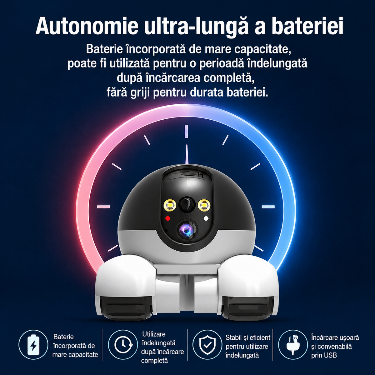 Cameră WiFi robot cu două camere 5MP pentru supravegherea casei și apartamentului