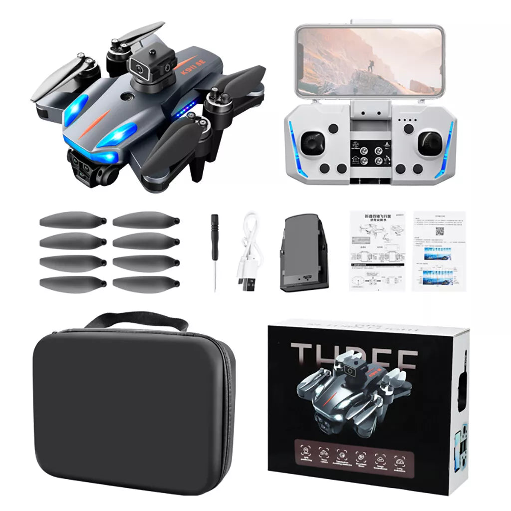 Drona cu 3 camere frontale, GPS, Raza de operare de 1000m, Autonomie de 30min 